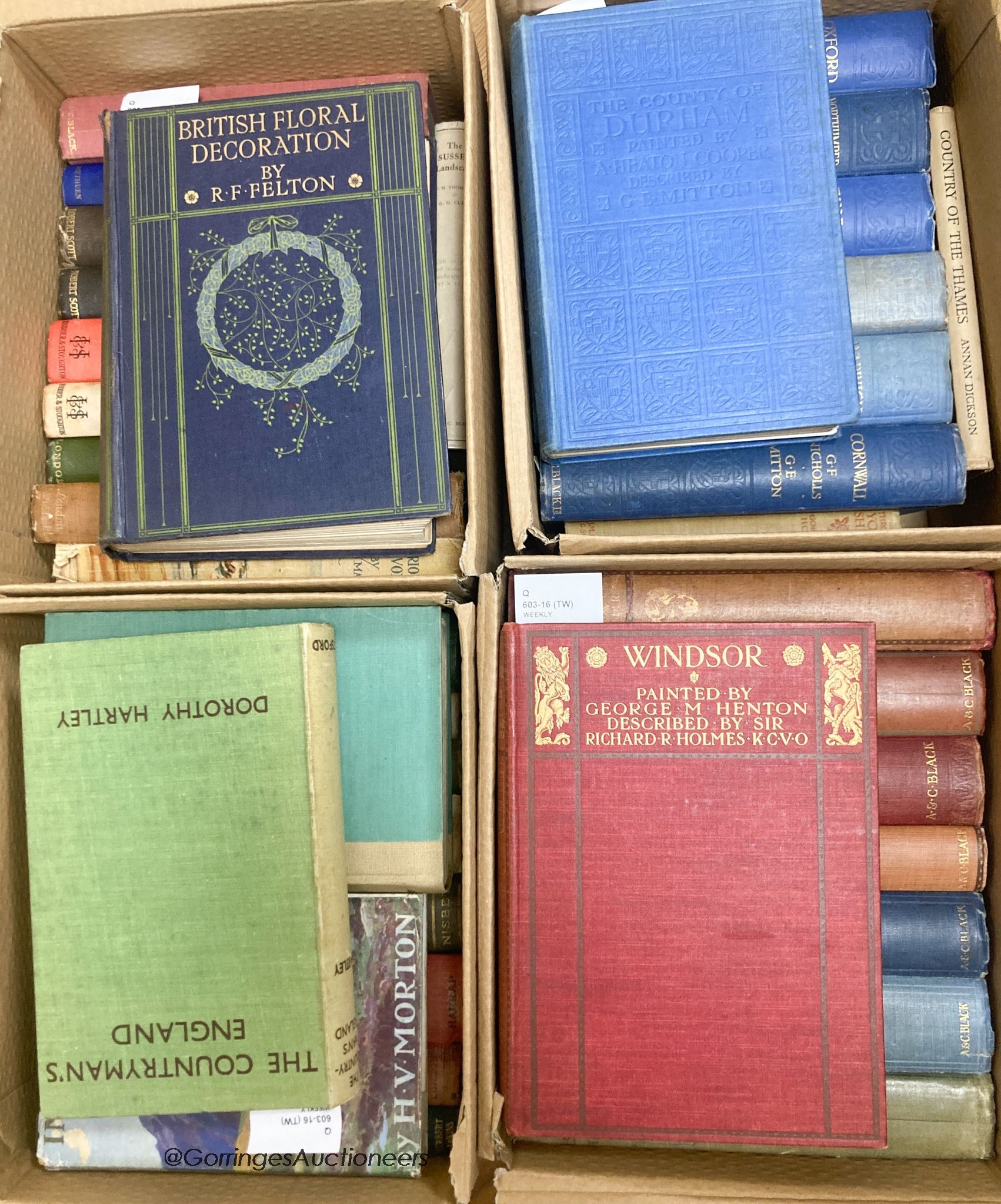 A large collection of cloth-bound and other topographical books on British counties and cities, mainly published by A. & C. Black
